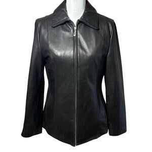 Wilsons Leather Fitted Black Jacket M Zip-Out Thinsulate Lining Classic Moto